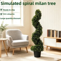 Arbre artificiel en spirale de myrte, plante en pot sur pied, style rustique naturel, matériau PE, 100-200 cm, décoration pour salons