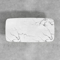 Meubles de salle à manger ATUNUS, style victorien unique, table à manger en faux marbre artificiel, 6 à 8 places, plateau rectangulaire blanc, pieds dorés