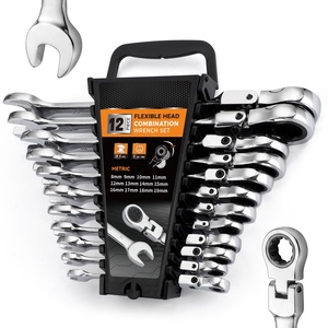 OEM 12 Pcs Flex-Head Ratcheting Wrench <b>Set</b> Metric Cr-V Steel Combination <b>Spanner</b> Tool <b>Set</b> for Auto,Machine Repair - Product Image 1