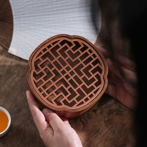 Walnut Wood Teapot Holder Round <b>Tea</b> Tray Minimalist Style Durable Solid Wood <b>Tea</b> Accessory For Dry Brewing Table Base - Product Image 2