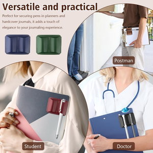 Portapenne Portatile a Doppio Scomparto in Pelle PU con Clip in Metallo, Custodia Rimovibile per Penna da Quaderno per Planner, per Dottori, Studenti, Postini - Product Image 4