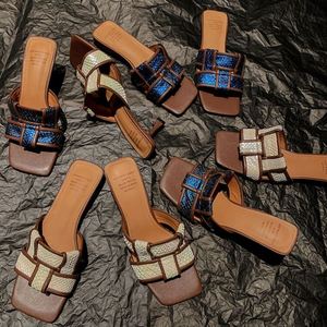 Nuovissime Ciabatte Estive da <span class=keywords><strong>Donna</strong></span> con Tacco Basso e Alto, Punta Aperta, Colori Misti, Alta Qualità in Vera Pelle, Sandali <span class=keywords><strong>Eleganti</strong></span> per Donne - Product Image 1