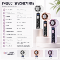 Ventilateur de cou portable sans pales 3 couleurs 2000 mAh avec 100 vitesses de ventilation turbo pour l'extérieur, les trajets quotidiens et les voyages