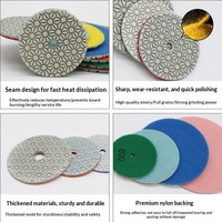 Nouveaux tampons de polissage diamantés à 3 étapes, 100 mm, pour utilisation humide et sèche, pour marbre, granit, pierre, quartz, porcelaine