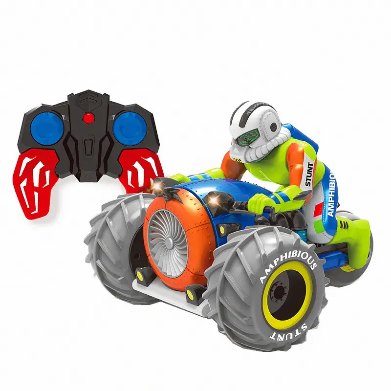 2.4Ghz amphibious stunt funny remote control motorcycle toy with light for kids