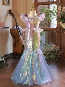 Vestido de Princesa Sirena de Ganchillo Exquisito para Niñas, Sin Mangas, de Malla, Elegante y de Ensueño, para Fotografía, Ropa Infantil - Product Image 2
