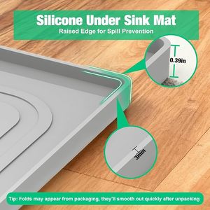 Under Sink Mat Waterproof Silicone Under Sink Mats for Kitchen, Anti-Leak <strong>Shelf</strong> <strong>Liner</strong> &amp; Cabinet Protector with Raised Edge - Product Image 5