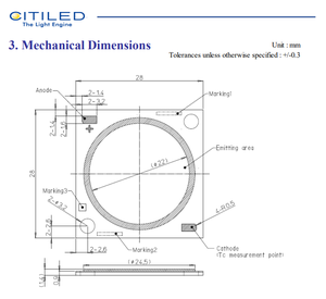 Puce LED COB haute puissance Citizen CLU04Q-1212E1-352M2X2 3500K Blanc Neutre 80CRI 20-80W pour projecteur industriel - Product Image 6