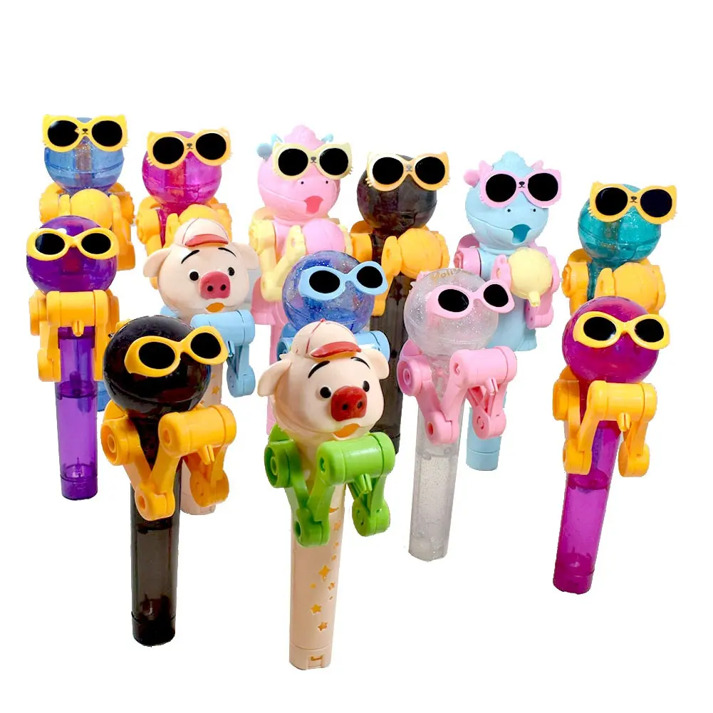Newest Creative Plastic Lollipop Holder Robot Candy Toys For Promotion/lollipop holder toy