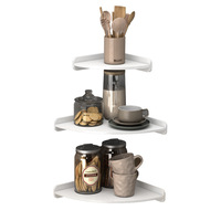 Étagère de rangement triangulaire en plastique sans perçage pour cuisine, multi-niveaux, murale, durable, pour épices, gain de place, d'angle