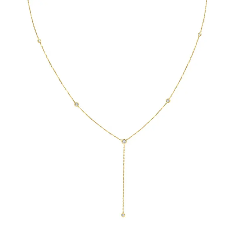 Milskye collana Lariat con diamanti placcati oro 14 carati in argento Sterling 925 artigianale all'ingrosso