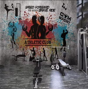 Etro pintado a mano Graffiti cancha <span class=keywords><strong>de</strong></span> baloncesto decoración Industrial Mural personalizado 3D papel <span class=keywords><strong>de</strong></span> pared papel tapiz gimnasio Mural - Product Image 1