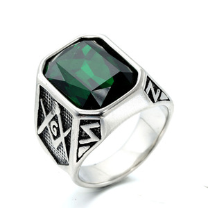 Anillo Religioso de Acero Inoxidable Mason Blue Lodge con Varios Colores de Piedras para Regalo de Boda, Compromiso o Aniversario - Product Image 5
