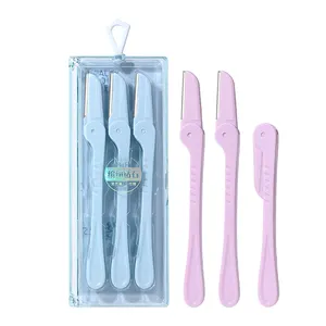 Set di rasoi per sopracciglia pieghevoli 3pk per la depilazione SY341 lama in acciaio inossidabile manico in plastica rasoio per sopracciglia viso Razir Trimmer