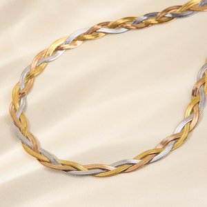 HOVANCI-Cadena de serpiente Retro de acero inoxidable para mujer, joyería con cadena cruzada de viento, Collar de espiga trenzada, collares de cadena de hueso para mujer - Product Image 4