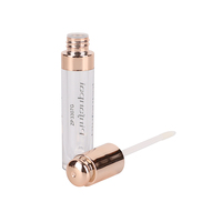 Tube de brillant à lèvres vide de 5 ml, transparent, rond, avec applicateur en or rose, logo personnalisé, emballage cosmétique, marque privée