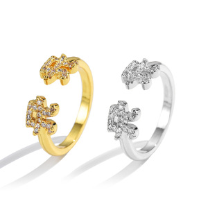 Ayus Style <b>Ring</b> Letter A Micro Pave Diamond <b>Adjustable</b> Unisex Fashion Jewelry Gold <b>Silver</b> - Product Image 1