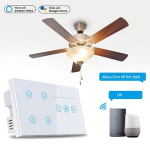 Interruttori Luce a Parete Smart WiFi OCY Tuya con Pannello Touch in Vetro, Controllo Remoto tramite APP, 4 Gang, 1 Interruttore per Controllo Velocità Ventilatore - Product Image 1