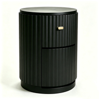 Table de chevet cylindrique cannelée noire moderne, table de chevet ronde, mobilier de chambre à coucher, fabricant OEM