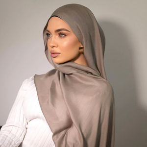 Offre Spéciale léger rayonne Modal coton Hijab respirant tissé écharpe couleur bloquant multifonction pour les musulmans - Product Image 6