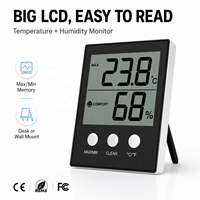 Thermomètre et hygromètre d'intérieur avec grand écran LCD, moniteur de température et d'humidité ambiante avec indicateur de confort max/min pour la maison et la crèche
