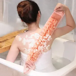 Zenidoo Modern All Natural PE+fiber 2-in-1 Shower Exfoliating <b>Back</b> Scrubber Bath <b>Brush</b> Body Cleaner - Product Image 3