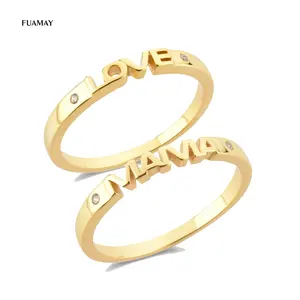 Fuamay 925 Sterling Zilver Brief Liefde Ringen Vergulde Engagement Gegraveerd Alfabet Mama Ringen