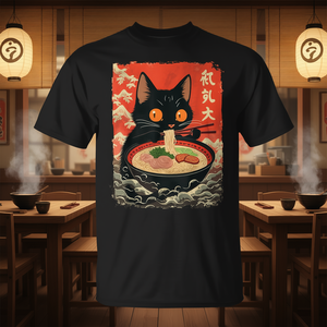 Camiseta con gráfico de gato Neko comiendo ramen, estilo kawaii, anime japonés - Product Image 3