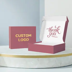 Hot Selling OEM Factory Custom Logo Shipping Package Printed Pink Corrugated Paper Mailer Box With Logo