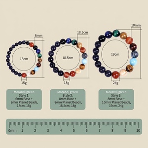 Bracciale con 8 Pianeti del Sistema Solare in Gemme Naturali: Oculare di Luna Blu, Perle Base Universo, Occhio di Tigre, Agata Rossa, Turchese - 3 Misure, OEM - Product Image 4
