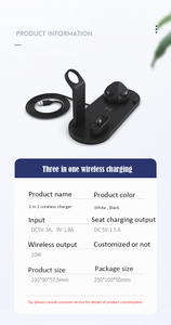 แท่นชาร์จไร้สายแบบ3 In 1,แท่นชาร์จสำหรับ Apple Watch กำลังไฟ12V Qi ที่ชาร์จเร็วสีขาวดำ10W 15W - Product Image 5