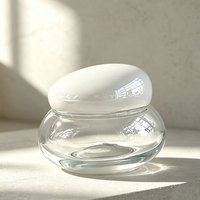 Pot en verre transparent en forme de champignon de 50g avec couvercle en plastique blanc, noir ou or – Contenant cosmétique pour crème visage et emballage de soins de la peau