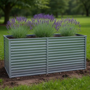 Jardinera Elevada de Acero Galvanizado Gris de 63x15.7x31.3 cm, Moderna, para Cultivar Vegetales - Product Image 2