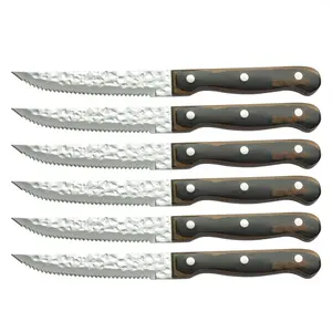 Hot bán đầy đủ tang thép không gỉ răng cưa dao nhà bếp cắt 6 cái bít tết Knife Set