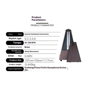 <span class=keywords><strong>Metronomo</strong></span> Meccanico OEM Master Precise Rhythm, Strumento Universale per Pianoforte, Chitarra, Violino, Ausilio per l'Allenamento Musicale - Product Image 2