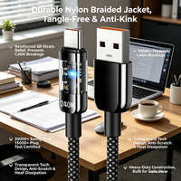Cable de Carga Rápida USB C de 240W, Chip Inteligente Transparente, 480Mbps, Trenzado de Nailon, Universal para Todos los Teléfonos, Tabletas y Laptops Tipo C