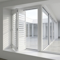 Volets en bois sur mesure de style plantation blancs pour portes françaises de chambre à coucher, fabrication OEM