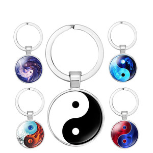 Yin Yang llavero chino taoísmo signo antiguo ocho diagramas llavero clásico coche llave regalos joyería Tai Ji Yin Yang llaveros - Product Image 1