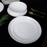 Assiette creuse ronde en porcelaine fine blanche, 6 tailles (6,25-12 pouces), pour pain, dessert, dîner, service de table, hôtel, logo personnalisé