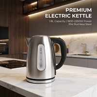 Bouilloire électrique d'hôtel 1,8 L Meilleure bouilloire électrique Bouilloire électrique en acier inoxydable avec fenêtre transparente