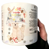 Autocollants personnalisés imprimés ours de Noël, étiquettes adhésives en rouleau pour contenants alimentaires, bouteilles et verre
