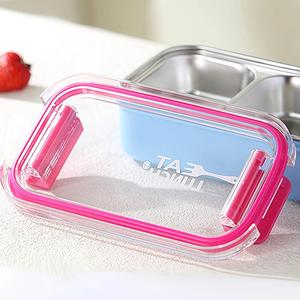 Boîte à lunch durable pour enfants de 500 ml en acier inoxydable 304, 2 compartiments, boîte à lunch portable, passe au micro-ondes, avec couverts - Product Image 4