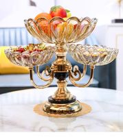 Table basse moderne pour la maison, plateau à fruits rotatif en verre cristal européen multi-niveaux, créatif, luxe léger, pour snacks et bonbons, émail coloré