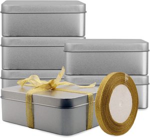 Empty Rectangular Stainless Steel Metal Tins Box with Lid For Beads Sequins Recipe cards Arts and Crafts materials