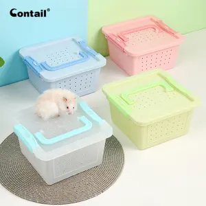 Novo barato plástico pequeno animal portador Rato Carry Cage Hamster Travel Portable Carrier Transport Boxes