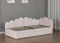 Canapé convertible Willsoon moderne en velours rose blush à motif festonné avec tiroirs de rangement, canapé modulaire sectionnel rembourré