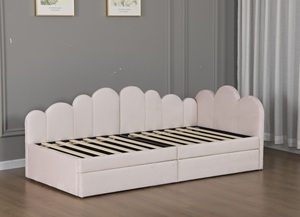 Ghế <span class=keywords><strong>sofa</strong></span> giường đa năng hiện đại Willsoon, thiết kế xếp lớp nhung màu hồng nhạt, kiểu dáng vỏ sò, có ngăn kéo lưu trữ, dạng mô đun, bọc vải - Product Image 3