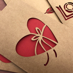 Tarjeta de Felicitación Vintage de Papel Kraft con Corazón Cortado a Láser, Tarjeta de Amor, Tarjeta de San Valentín de Alta Calidad, Manualidades de Punto de Cruz - Product Image 5