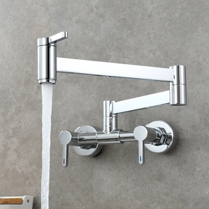<span class=keywords><strong>Mitigeur</strong></span> de <span class=keywords><strong>cuisine</strong></span> pliant mural en laiton avec robinet de lavabo d'eau froide et chaude à trois interrupteurs - Product Image 1