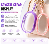 Étui de transport pour jouets en PVC transparent imperméable décoré de pompons avec porte-clés pour accessoires de sac